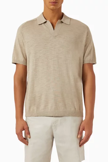 Knitted Polo Shirt in Cotton Slub
