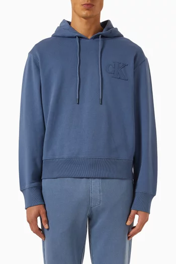 Logo Appliqué Hoodie in Cotton Loopback Terry