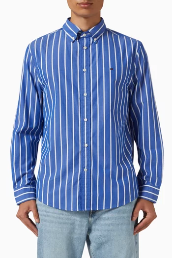 Wide Stripe Shirt in Cotton-poplin
