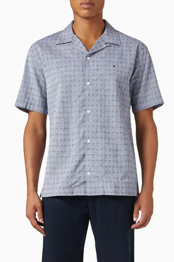 Dobby Short-sleeve Shirt in Cotton-blend