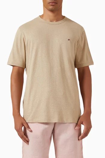 Crew Neck T-shirt in Organic Cotton-linen Blend