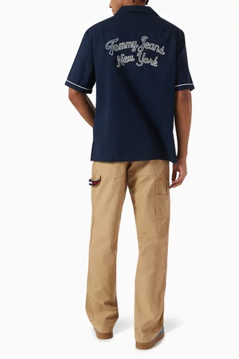 قميص بولينغ بتطريز شعار الماركة لايوسيل