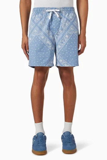 Printed Beach Shorts in Cotton Poplin