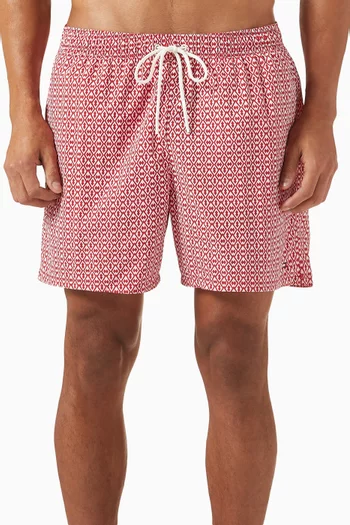 Printed Mid-length Swim Shorts in Nylon