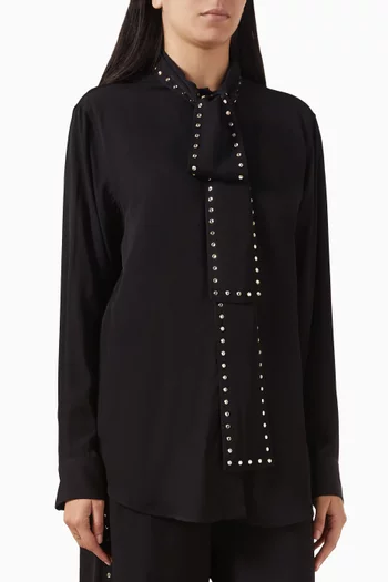 Crystal Bow Tie Shirt in Viscose