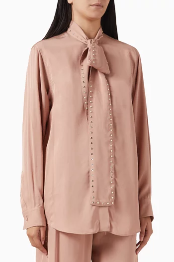 Crystal Bow Tie Shirt in Viscose