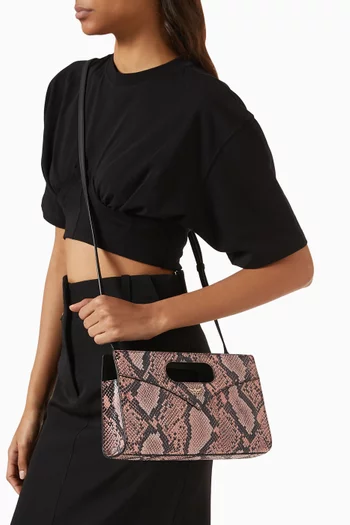 Small Diamond Tote in Snake-embossed Leather