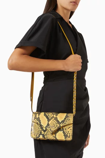 Mini Brillie Diamond Shoulder Bag in Snake-embossed Leather