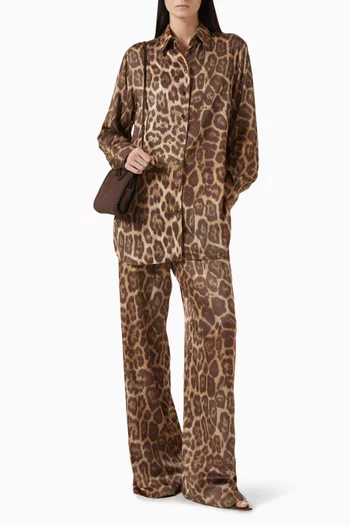Leopard-print Oversized Shirt in Viscose