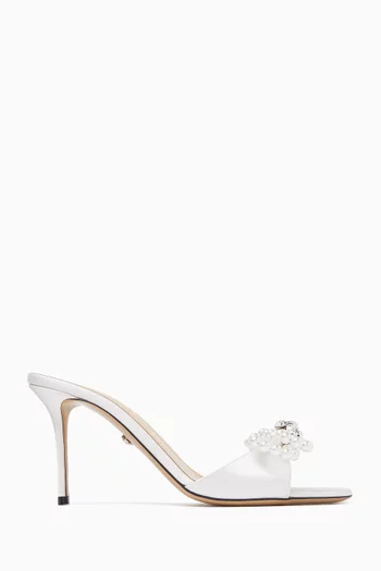 Double Bow 85 Mule Sandals in Satin
