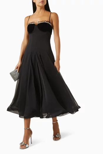 Waltz Crystal-trim Midi Dress