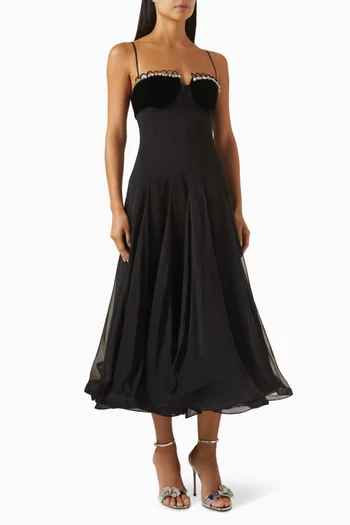Waltz Crystal-trim Midi Dress