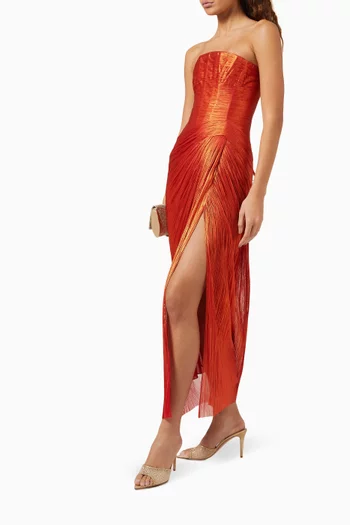 Layana Corset Midi Dress in Silk Tulle