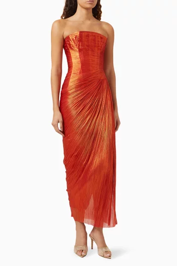 Layana Corset Midi Dress in Silk Tulle