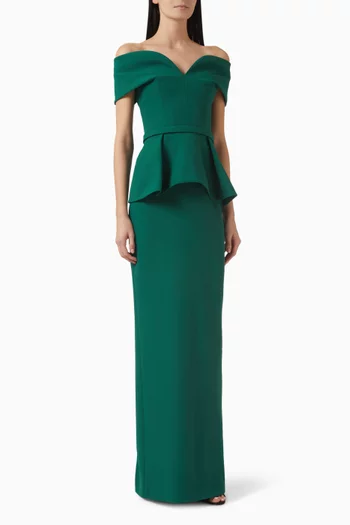 Dilettina Column Gown in Heavy Crepe