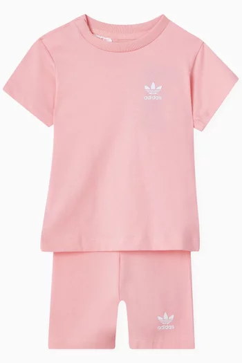 Logo T-shirt & Shorts Set in Cotton