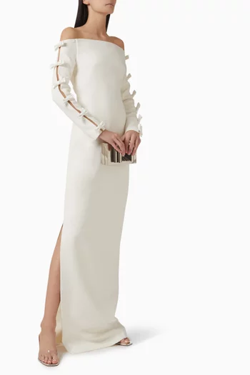 Morag Off-shoulder Maxi Dress in Heavy Crepe