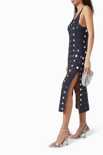 Clementine Mirror Midi Dress in Crochet Knit