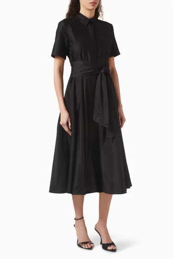 فستان ميغان بنمط قميص برباط في الأمام قطن