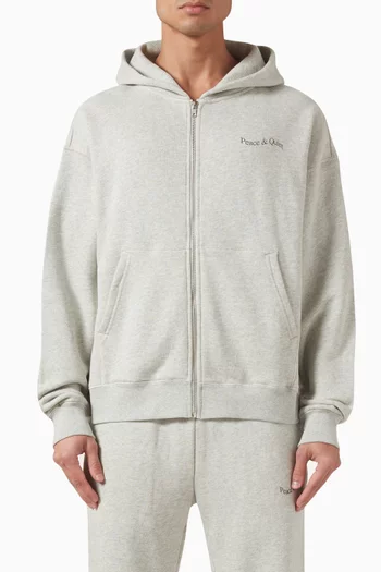 Wordmark Zip-up Hoodie in Cotton Jersey