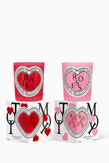 Le Valentines Baies & Roses Scented Candles Set