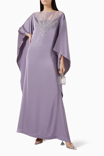 Embroidered Cape Kaftan in Crepe