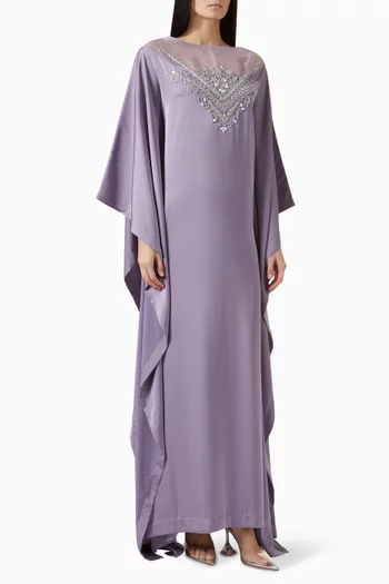 Embroidered Cape Kaftan in Crepe