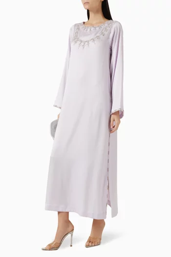 Embellished Neck Kaftan in Crepe
