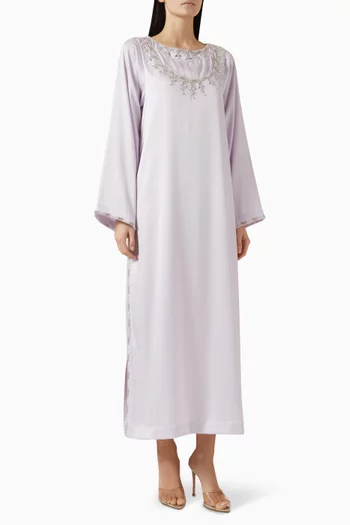 Embellished Neck Kaftan in Crepe