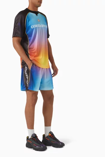 Gradient Football Shorts in Birdseye Mesh