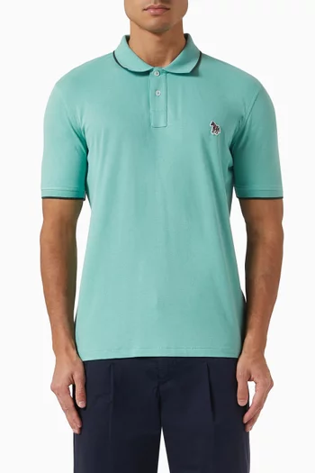 Zebra Contrast-tipped Polo Shirt in Organic Cotton