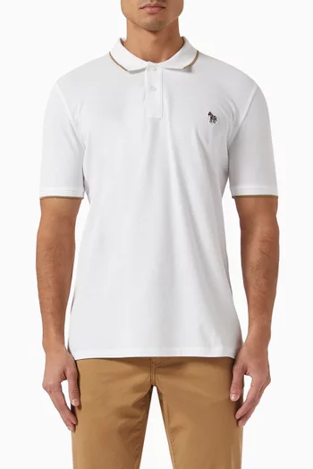 Zebra Contrast-tipped Polo Shirt in Organic Cotton