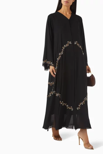 Multi-stone & Bead Embellished Abaya in Chiffon