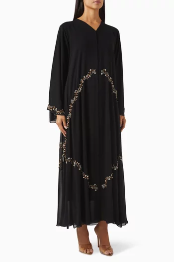 Multi-stone & Bead Embellished Abaya in Chiffon