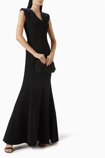 Crystal-embellished Gown in Crepe