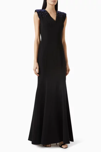 Crystal-embellished Gown in Crepe