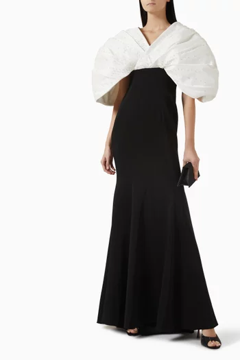 Crystal-embellished Gown in Crepe & Taffeta