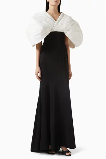Crystal-embellished Gown in Crepe & Taffeta