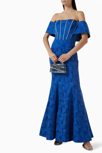 Crystal-embellished Corset Gown in Brocade