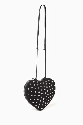 Le Coeur Crystal Crossbody Bag in Suede Leather