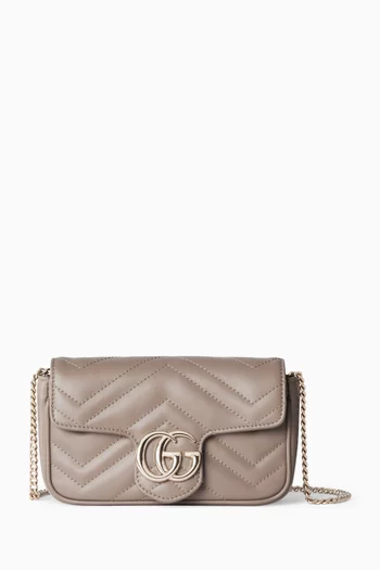 Super Mini GG Marmont Shoulder Bag in Matelassé Chevron Leather
