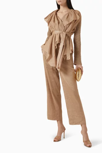 Drape Belted Jacket & Pants Set