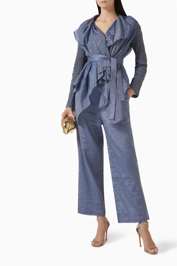 Drape Belted Jacket & Pants Set