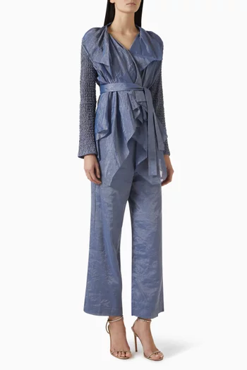 Drape Belted Jacket & Pants Set