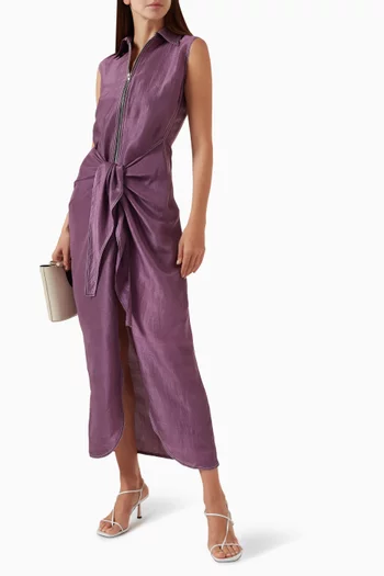 Front Tie-up Shirt Dress in Chanderi