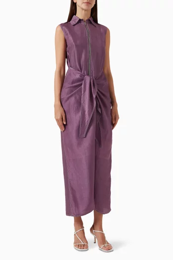 Front Tie-up Shirt Dress in Chanderi