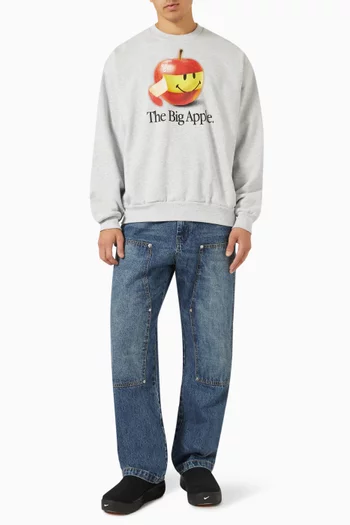 Smiley Big Apple Sweatshirt in Cotton Jersey