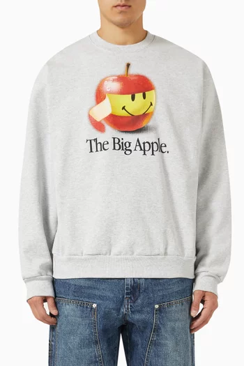 Smiley Big Apple Sweatshirt in Cotton Jersey