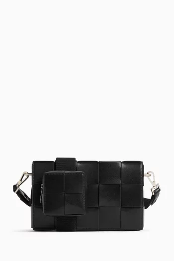 حقيبة كروس كاسيت جلد مجدول