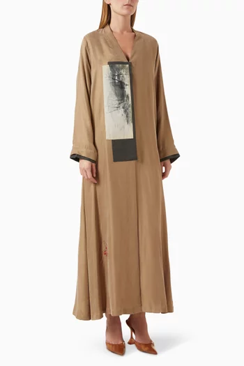Embroidered Abaya in Silk